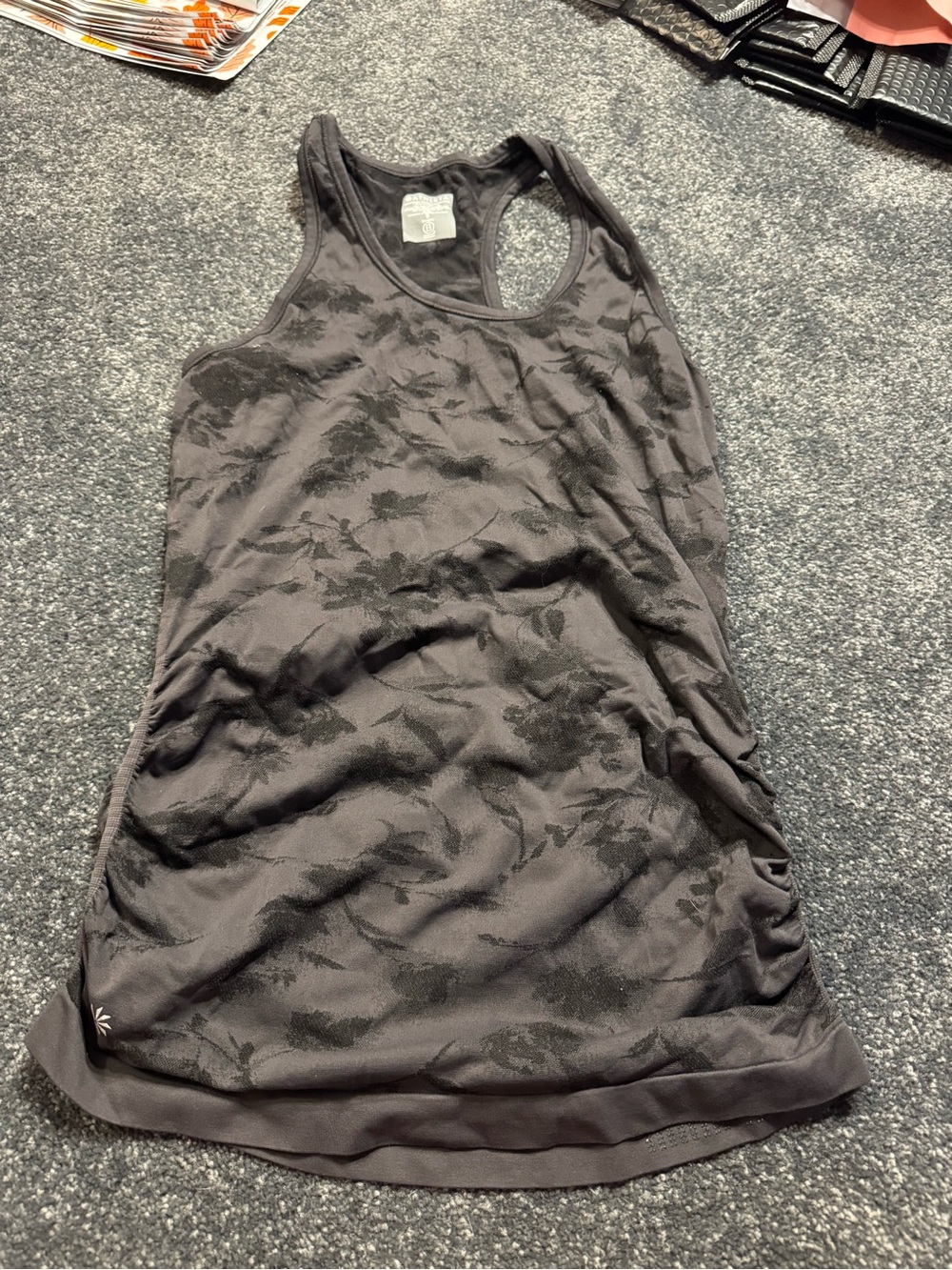 Athleta Black Floral Jacquard Racerback Tank